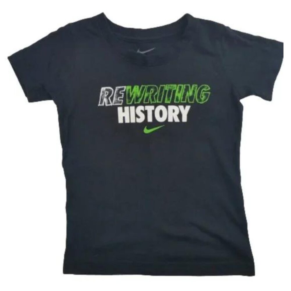 Nike Black T-Shirt "Rewrite History" Short Sleeve Size 4T - Picture 1 of 4